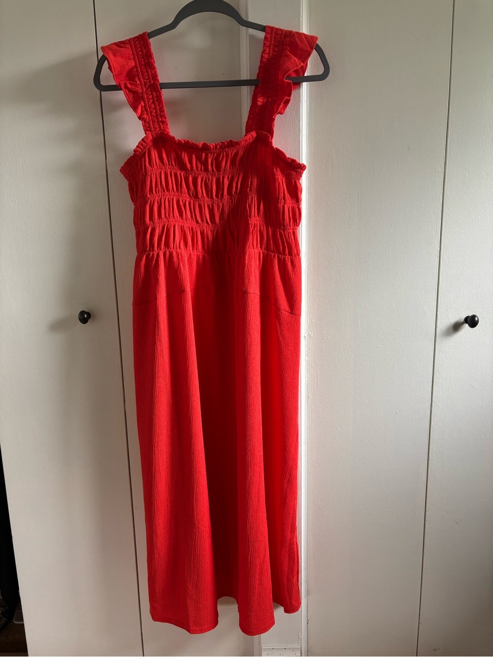 Tangerine Smocked Sundress with Ruffled Straps size L